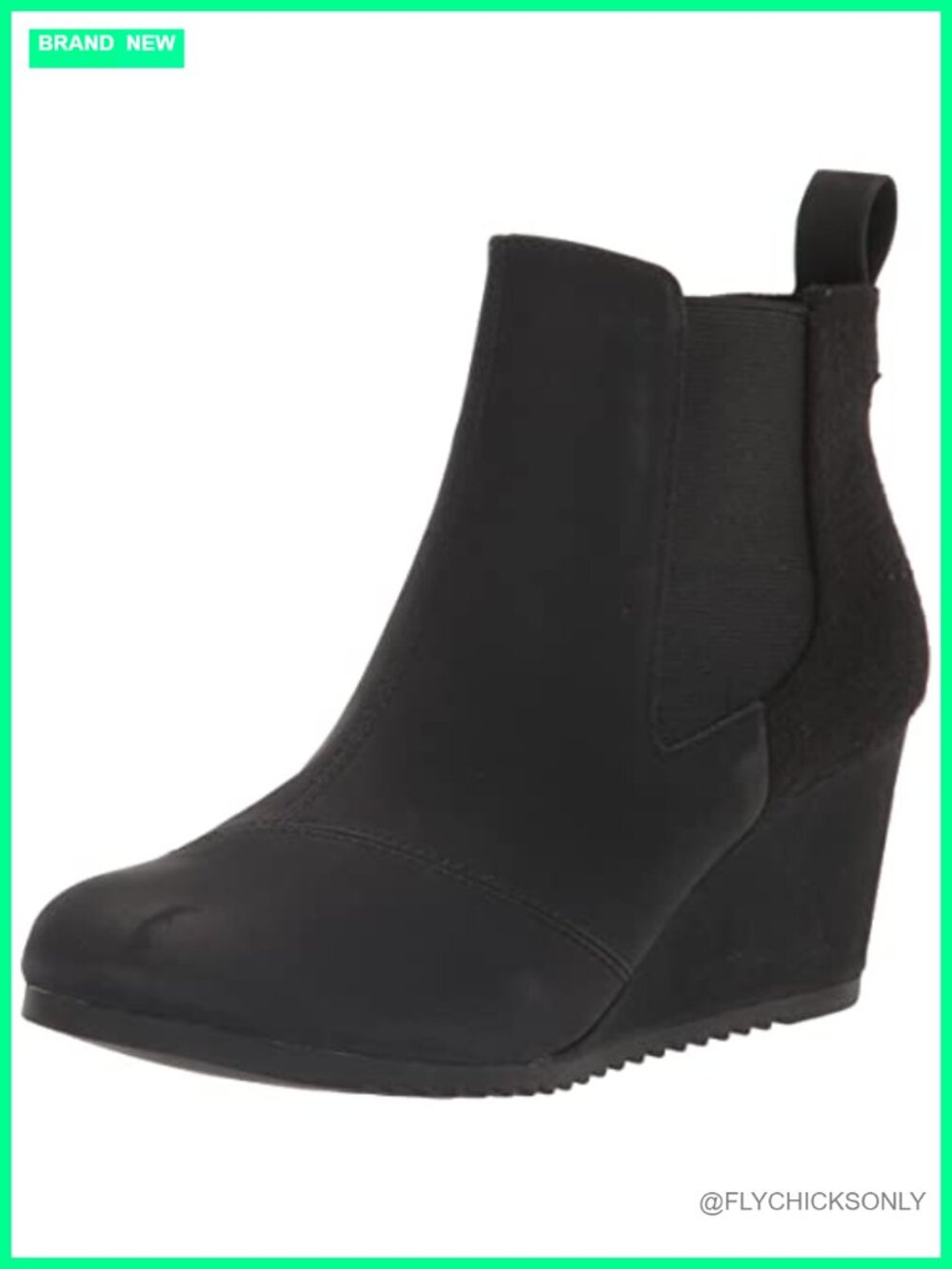 TOMS Bailey Suede Faux Leather Wrapped Wedge Ankle Booties Memory Foam